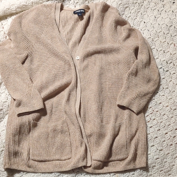 Lands' End Sweaters - Lands' End Tan Cardigan Sweater